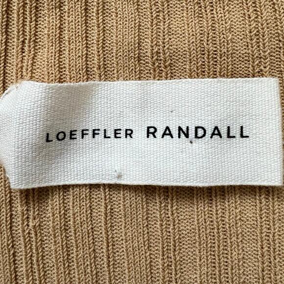 Loeffler Randall Camel Ribbed Knit Mock Neck Long Sleeve Top Women’s Size M - Picture 5 of 7